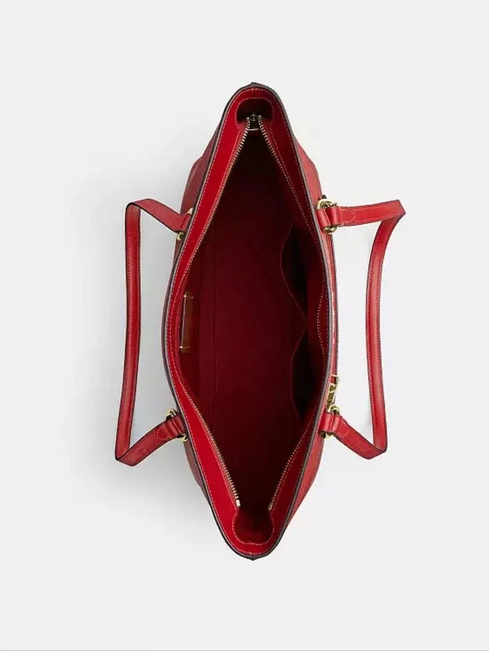 COACH Red Signature Leather Tote Bag